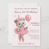 Beary Schattige Ballerina Uitnodigen met Party Pet Kaart (Voorkant)
