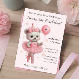 Beary Schattige Ballerina Uitnodigen met Party Pet Kaart