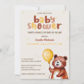 Beary Schattige Ballon Beer Baby shower Kaart (Voorkant)