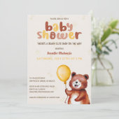 Beary Schattige Ballon Beer Baby shower Kaart (Staand voorkant)