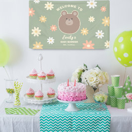 Beary Schattige Beer Cub Sage Groen Lente Baby sho Spandoek