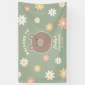 Beary Schattige Beer Cub Sage Groen Lente Baby sho Spandoek (Verticaal)