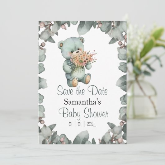 Beary Schattige Boy Baby shower Kaart (Staand voorkant)