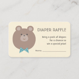 Beary Schattige Boy Baby shower Luier Raffle Ticke Informatiekaartje