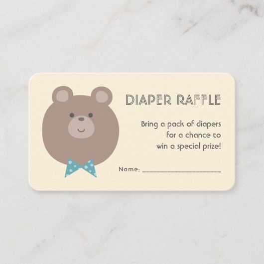 Beary Schattige Boy Baby shower Luier Raffle Ticke Informatiekaartje (Voorkant)