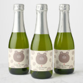 Beary Schattige Bruin Teddy Bear Cub Boy Baby show Sparkling Wijnetiket (Flessen)