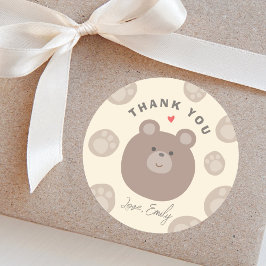 Beary Schattige Bruin Teddy Bear Cub Dank u Ronde Sticker