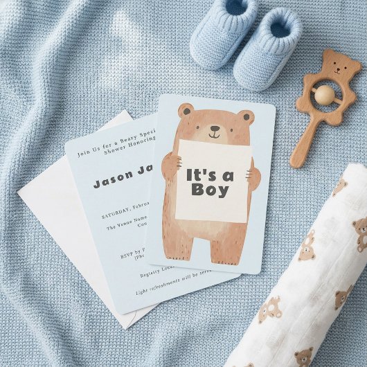 Beary Schattige Het is een Boy Baby shower beer Kaart