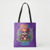 Beary Schattige. Teddy Bear cartoon glimlacht. Gra Tote Bag (Voorkant)