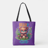 Beary Schattige. Teddy Bear cartoon glimlacht. Gra Tote Bag (Achterkant)