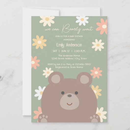 Beary Schattige Teddy Bear Genderneutraal Baby sho Kaart (Voorkant)