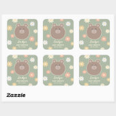 Beary Schattige Teddy Bear Spring Baby Boy Baby sh Vierkante Sticker (Vel)