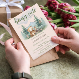 Beary Schattige Woodland Animals Waterverf Baby sh Kaart