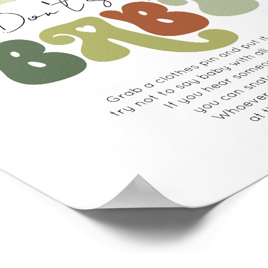 Beary Schattige Woodland Don't Say Baby shower spe Poster (Hoek)