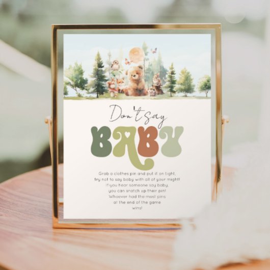 Beary Schattige Woodland Don't Say Baby shower spe Poster