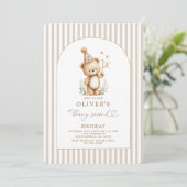 Beary Second Birthday Invitation Kaart (Staand voorkant)