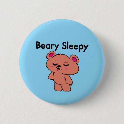 Beary Slaperige Knop Ronde Button 5,7 Cm (Voorkant)