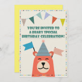 Beary Special Birthday Boy Invitation Kaart (Voorkant / Achterkant)