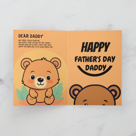 Beary Special Daddy, Teddy Bear Vaderdag Bedankkaart (Binnen)