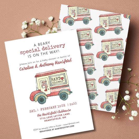 Beary Special Delivery Baby shower Kaart