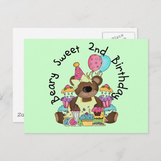 Beary Sweet 2e verjaardag T-shirts en geschenken Briefkaart (Voorkant / Achterkant)