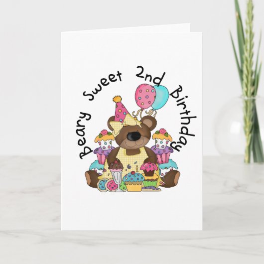 Beary Sweet 2e verjaardag T-shirts en geschenken Kaart (Voorkant)