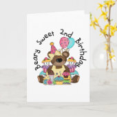 Beary Sweet 2e verjaardag T-shirts en geschenken Kaart (Gele Bloem)
