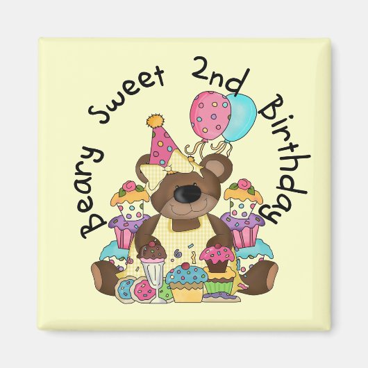 Beary Sweet 2e verjaardag T-shirts en geschenken Magneet (Voorkant)
