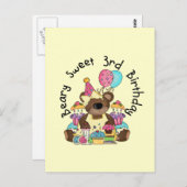Beary Sweet 3e verjaardag Tshirts en geschenken Briefkaart (Voorkant / Achterkant)