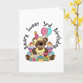 Beary Sweet 3e verjaardag Tshirts en geschenken Kaart (Gele Bloem)
