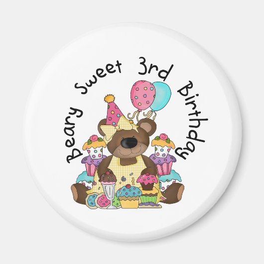 Beary Sweet 3e verjaardag Tshirts en geschenken Magneet (Voorkant)