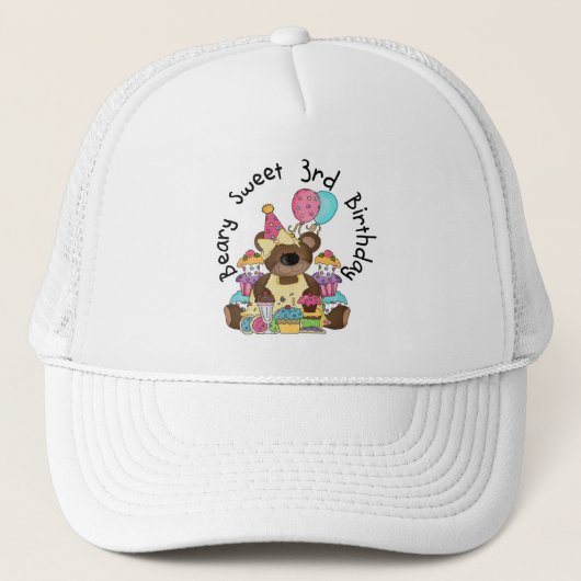 Beary Sweet 3e verjaardag Tshirts en geschenken Trucker Pet (Voorkant)