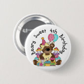 Beary Sweet 4e verjaardag Ronde Button 5,7 Cm (Voorkant /achterkant)