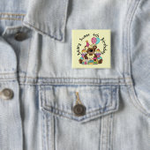 Beary Sweet 4e verjaardag Vierkante Button 5,1 Cm (In situ)