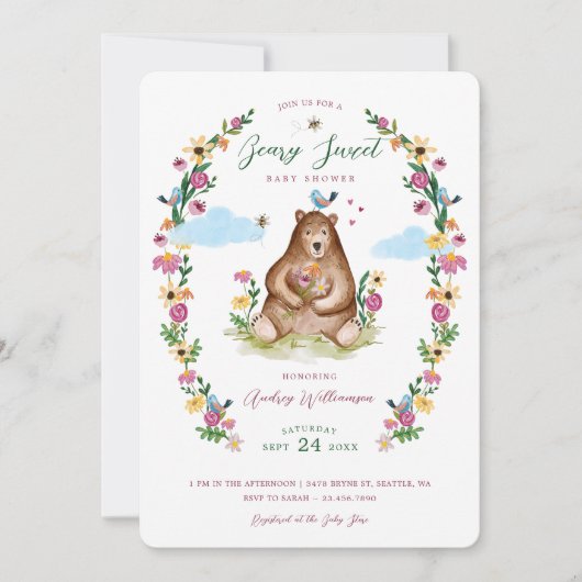 Beary Sweet Baby shower Kaart (Voorkant)