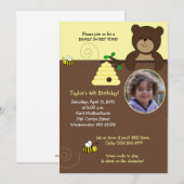 Beary Sweet Beer & Bee 5x7 Birthday Uitnodiging (Voorkant / Achterkant)