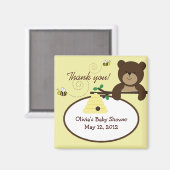 Beary Sweet Beer & Bee Baby shower Favor Magnet (Voorkant / Achterkant)