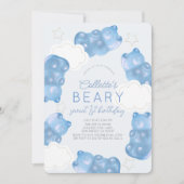 Beary Sweet Blue Gummy Beer Boy 1e verjaardag Kaart (Voorkant)