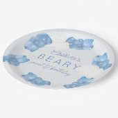 Beary Sweet Blue Gummy Beer Boy Verjaardag Papieren Bordje (Gekanteld)