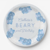 Beary Sweet Blue Gummy Beer Boy Verjaardag Papieren Bordje (Voorkant)
