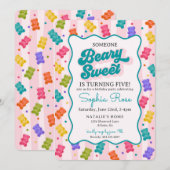 Beary Sweet Candy Gummy Bear Birthday Invitation Kaart (Voorkant / Achterkant)