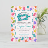 Beary Sweet Candy Gummy Bear Birthday Invitation Kaart (Staand voorkant)