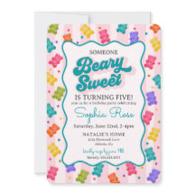 Beary Sweet Candy Gummy Beer Verjaardagsuitnodigin