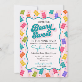Beary Sweet Candy Gummy Beer Verjaardagsuitnodigin Kaart