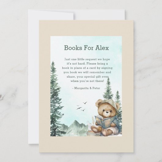 Beary Sweet Eerste Verjaardag Uitnodiging | (Achterkant)