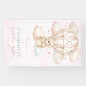 Beary Sweet Heet Luchtballon 1e Verjaardag Spandoek (Horizontaal)