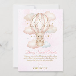 Beary Sweet Heeteluchtballon 1e Verjaardag  Bedankkaart