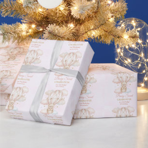 Beary Sweet Heteluchtballon 1e Verjaardag Cadeaupapier