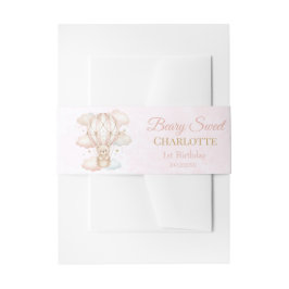 Beary Sweet Hot Air Balloon 1st Birthday Uitnodigingen Wikkel