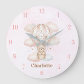 Beary Sweet Hot Air Balloon Baby Nursery Clock Grote Klok (Voorkant)